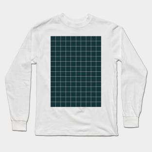 Small Grid Pattern - Green Tinted Navy Blue Long Sleeve T-Shirt